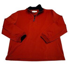 Tehama Mens Quarter Zip Pullover Burnt Orange Textured Golf Sweater Large